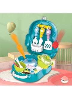 Swift 24 Pcs Kitchen Set 2 in 1 for School Packing Bag Cooking Play Toys Kitchen Chef Set Toy Accessories Including, and Easy to Store, with Fun Game for Girls and Boys Blue  - Image 4