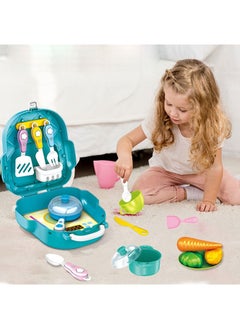 Swift 24 Pcs Kitchen Set 2 in 1 for School Packing Bag Cooking Play Toys Kitchen Chef Set Toy Accessories Including, and Easy to Store, with Fun Game for Girls and Boys Blue  - Image 3