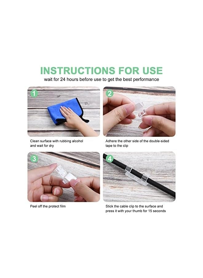 erorex 30 Pieces Wall Cable Clips for Electrical Cable Clips with Adhesive Long Lasting Cable Management System for TV PC Laptop Home Office (Transparent) - Image 4