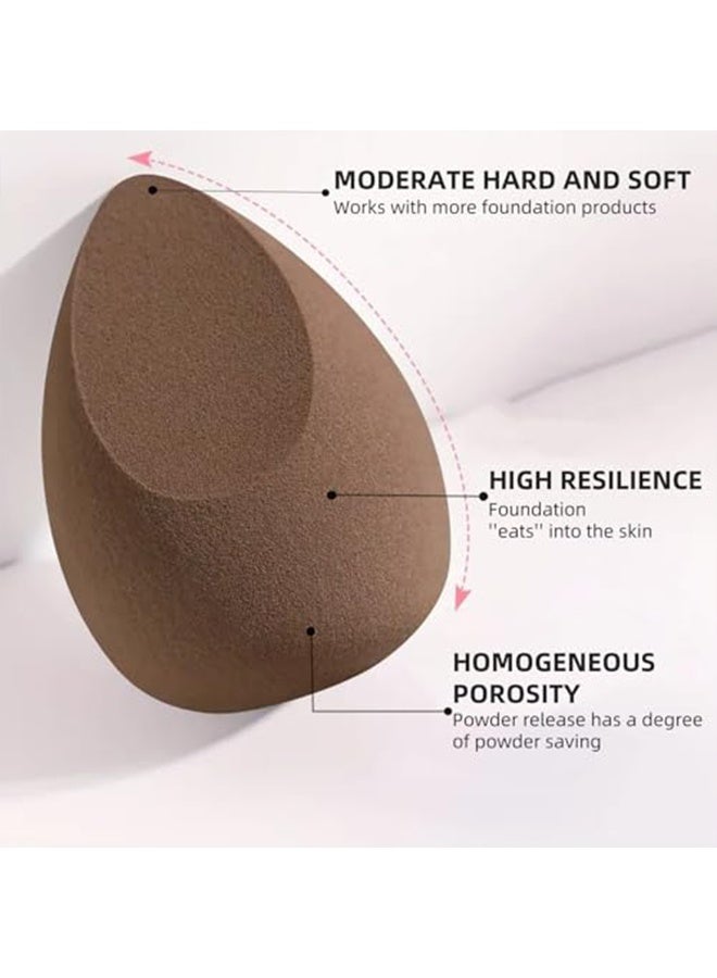 مجموعة إسفنجات مكياج من 15 قطعة - إسفنجات تجميل ناعمة متعددة الأشكال للسوائل والمساحيق، للاستخدام الرطب والجاف، تغطية تدوم طويلاً مع شريط هدايا (بني) - view 2