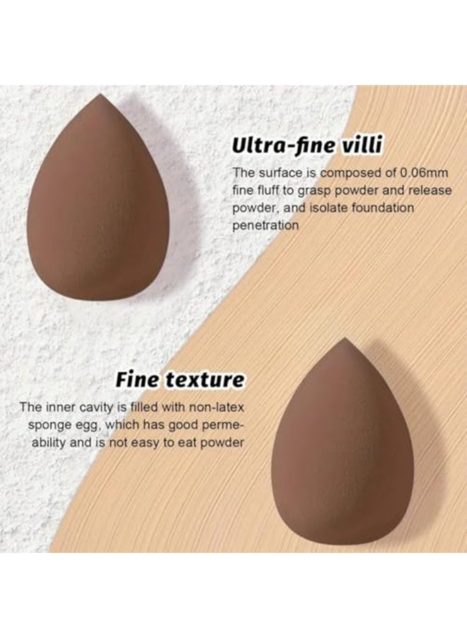 مجموعة إسفنجات مكياج من 15 قطعة - إسفنجات تجميل ناعمة متعددة الأشكال للسوائل والمساحيق، للاستخدام الرطب والجاف، تغطية تدوم طويلاً مع شريط هدايا (بني) - view 3