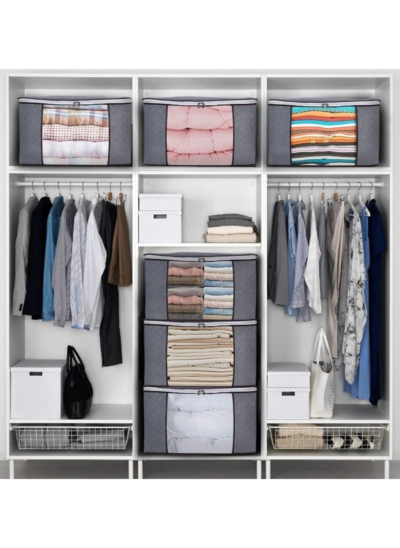 8 Pack Large Storage Bags, Heavy-Duty Foldable Organizers with Handles, Thick Dustproof Fabric for Clothes, Blankets, Comforters & Bedding