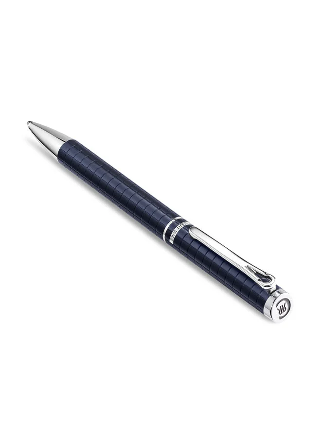 CERRUTI 1881 Nazzareno Stainless Steel Trims Twist Ballpoint Pen for Men, Blue Ink