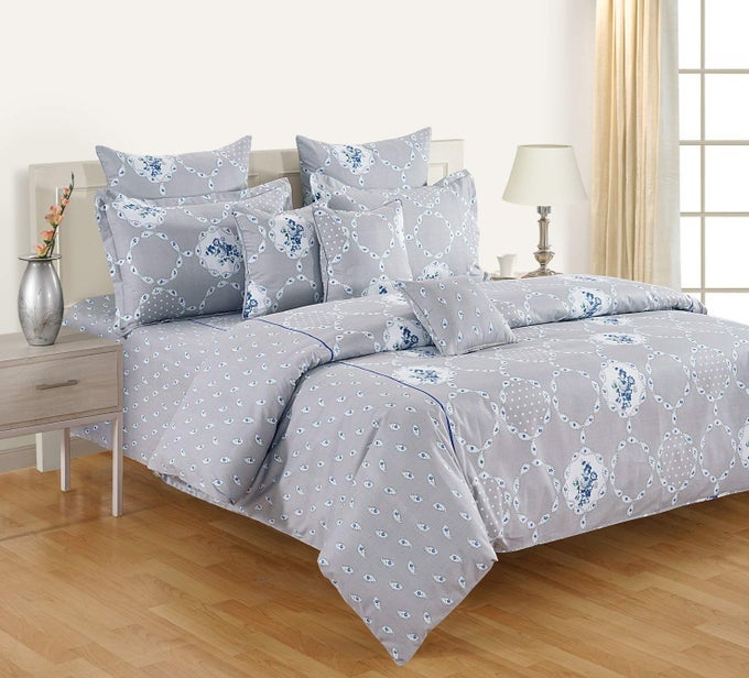 COTTON DOUBLE SIZE COMFORTER | 225 CM X 250 CM | 150 GSM, GREY | COMES WITH HEALTH LAYER : PREVENTS OOZING OUT OF FIBRE