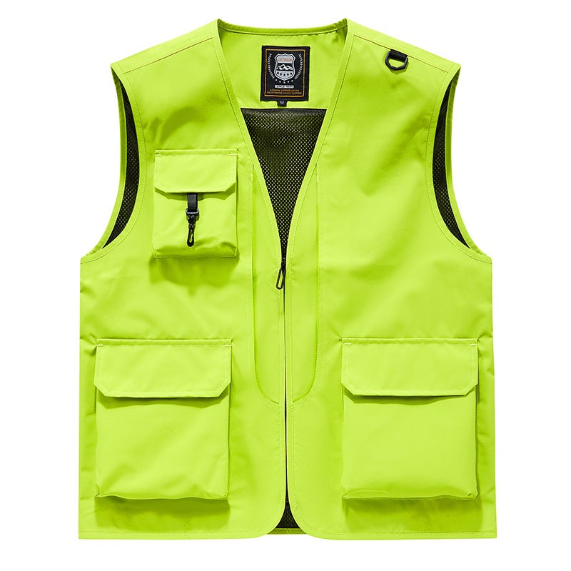 Men'S Vest For Outdoor Casual Fishing And Pography, V-Neck Workwear Vest With Multiple Pockets, Thin Style Gilet - Image 1
