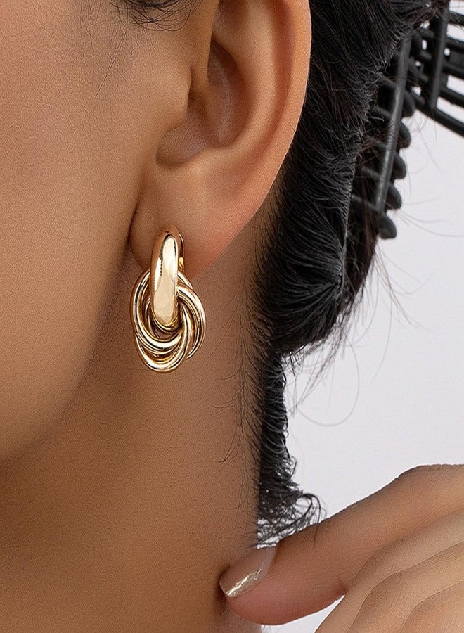 TACBSP Gold Knot Earrings for Women Trendy Gold Stud Earrings Chunky Gold Dangle Earrings Love Knot Statement Earrings for Women Jewelry (gold) - Image 2