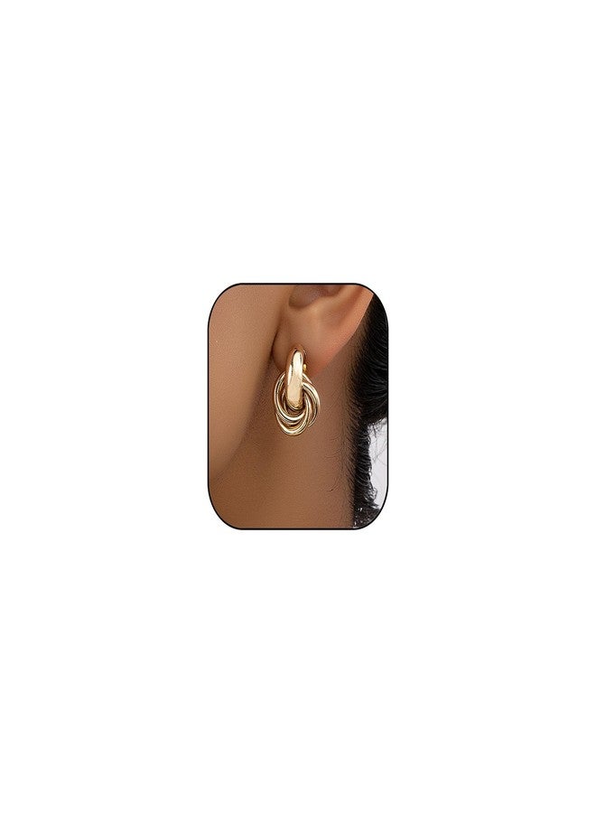 TACBSP Gold Knot Earrings for Women Trendy Gold Stud Earrings Chunky Gold Dangle Earrings Love Knot Statement Earrings for Women Jewelry (gold) - Image 1
