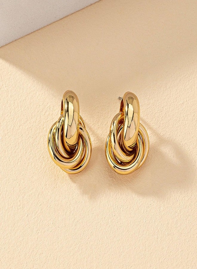 TACBSP Gold Knot Earrings for Women Trendy Gold Stud Earrings Chunky Gold Dangle Earrings Love Knot Statement Earrings for Women Jewelry (gold) - Image 4