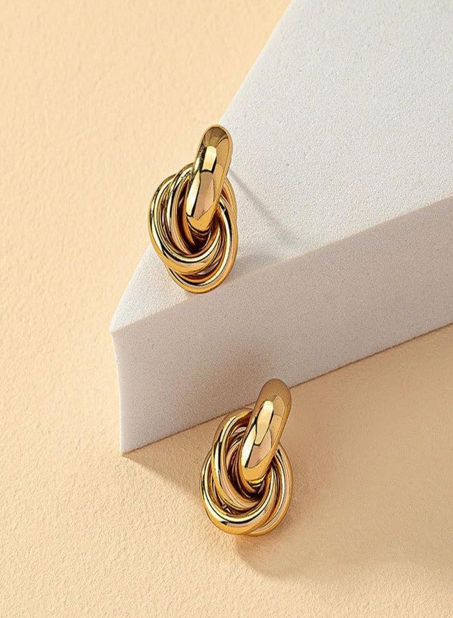 TACBSP Gold Knot Earrings for Women Trendy Gold Stud Earrings Chunky Gold Dangle Earrings Love Knot Statement Earrings for Women Jewelry (gold) - Image 5