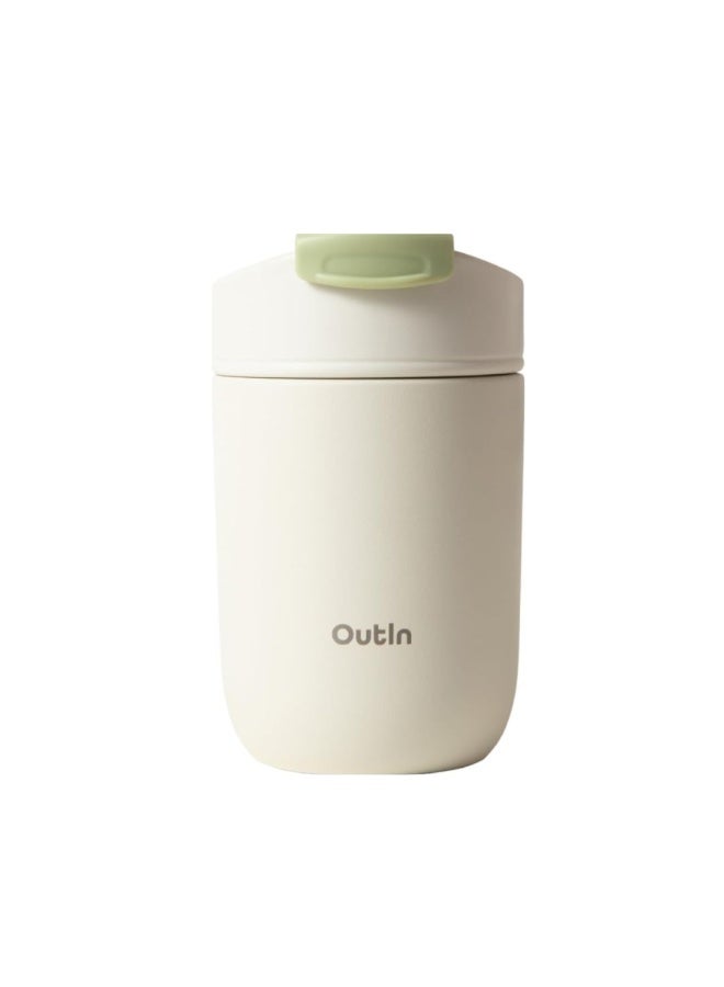 أووةن OutIn Travel Tumbler, Outdoor Insulated Coffee Tumbler with Leak-Proof Flip Lid, 12 oz Stainless Steel Mug for Hot & Cold Drinks Sand White - Image 1