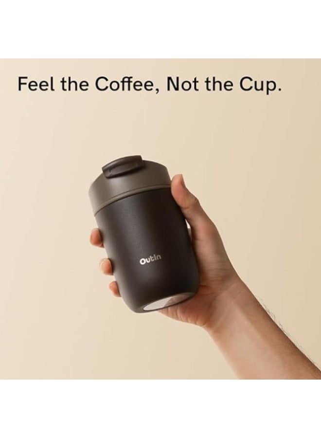 أووةن OutIn Travel Tumbler, Outdoor Insulated Coffee Tumbler with Leak-Proof Flip Lid, 12 oz Stainless Steel Mug for Hot & Cold Drinks Sand White - Image 3