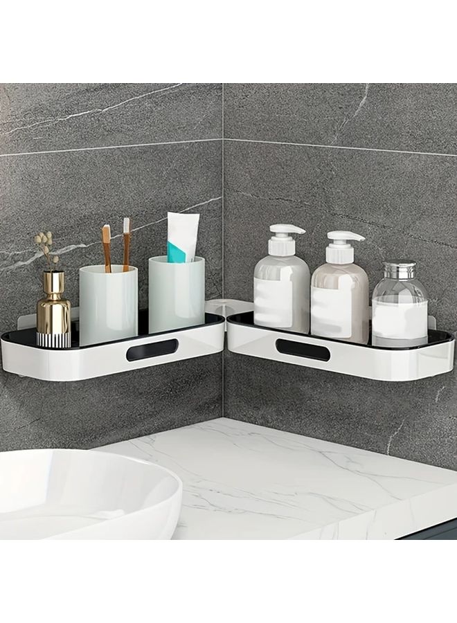 White 2 Tier Corner Shelf Bathroom Kitchen Storage Rack - Image 5