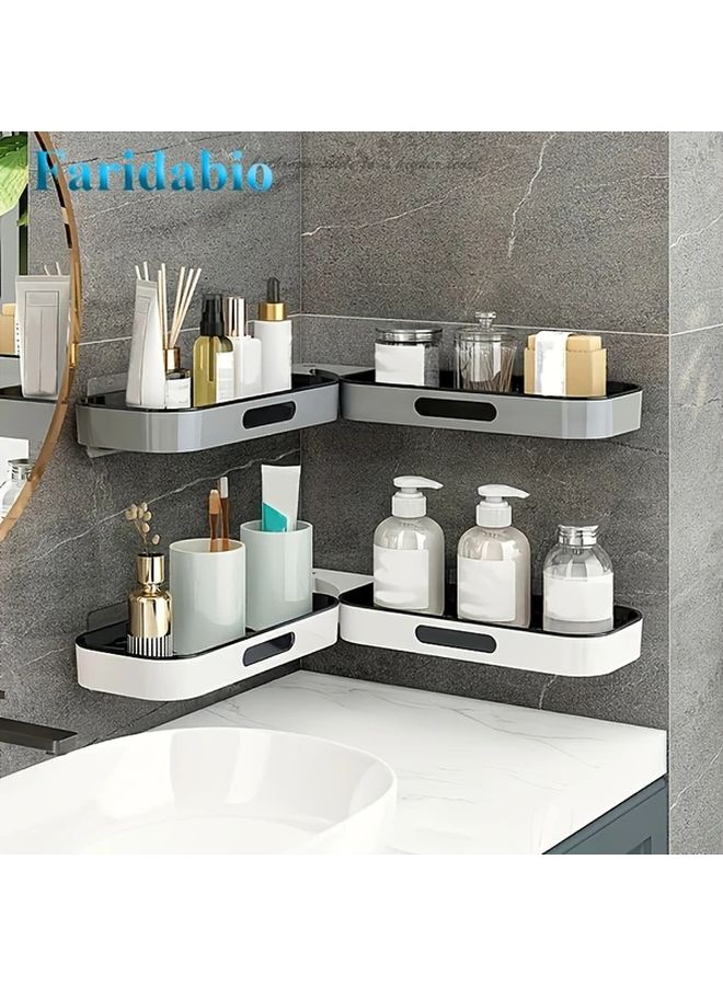 White 2 Tier Corner Shelf Bathroom Kitchen Storage Rack - Image 2