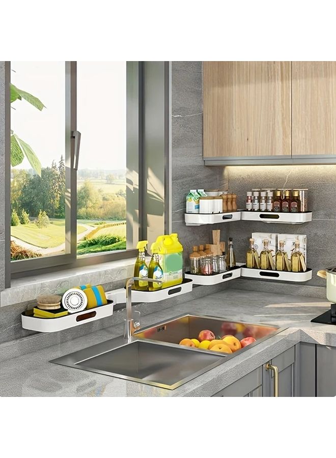 White 2 Tier Corner Shelf Bathroom Kitchen Storage Rack - Image 3