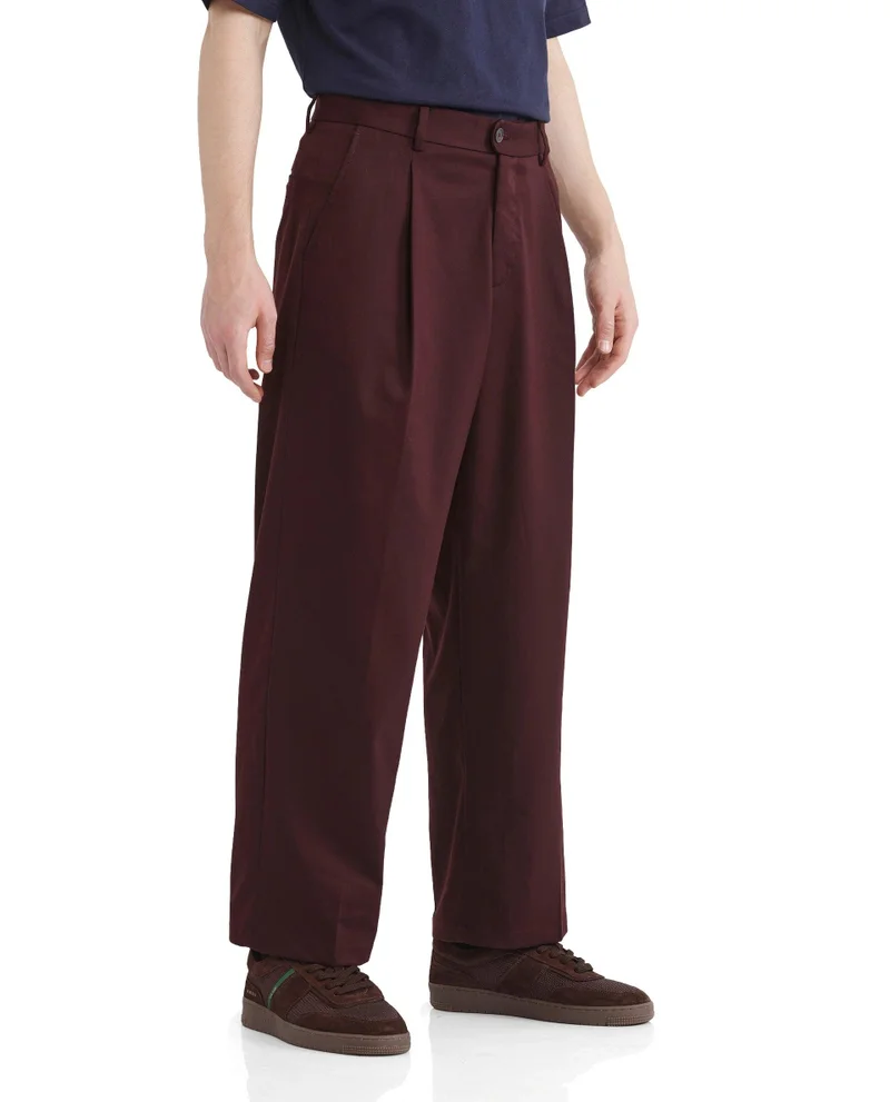 رير رابِت Men's Korean Relaxed Fit Plain Trouser
