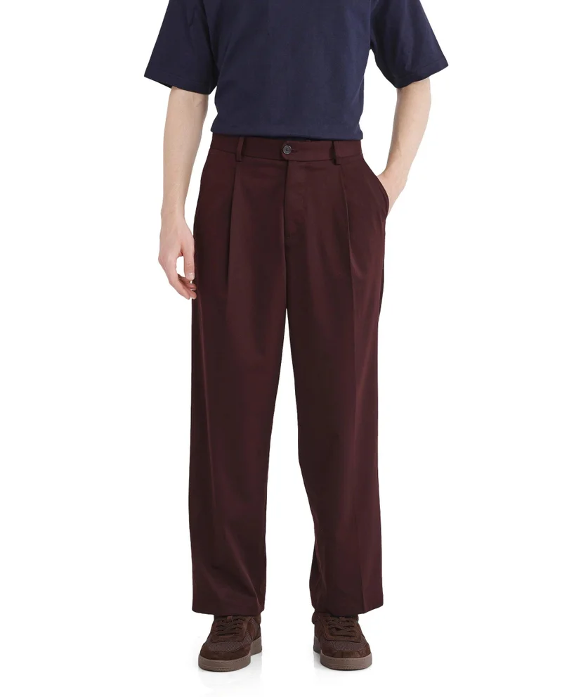 Rare Rabbit Men's Korean Relaxed Fit Plain Trouser
