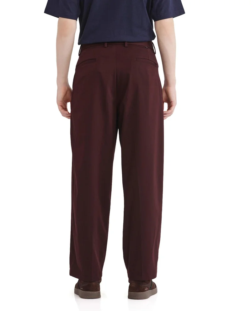 Rare Rabbit Men's Korean Relaxed Fit Plain Trouser