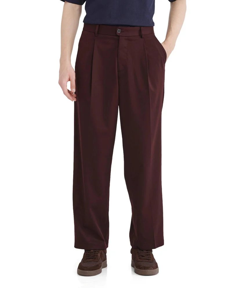 رير رابِت Men's Korean Relaxed Fit Plain Trouser