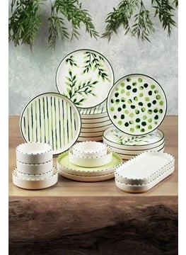 Kitchen Life 22 Piece Greentree Stackable Breakfast Set for 12 People - Luxury Breakfast Presentation Set Plate  - Image 2
