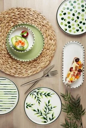 Kitchen Life 22 Piece Greentree Stackable Breakfast Set for 12 People - Luxury Breakfast Presentation Set Plate