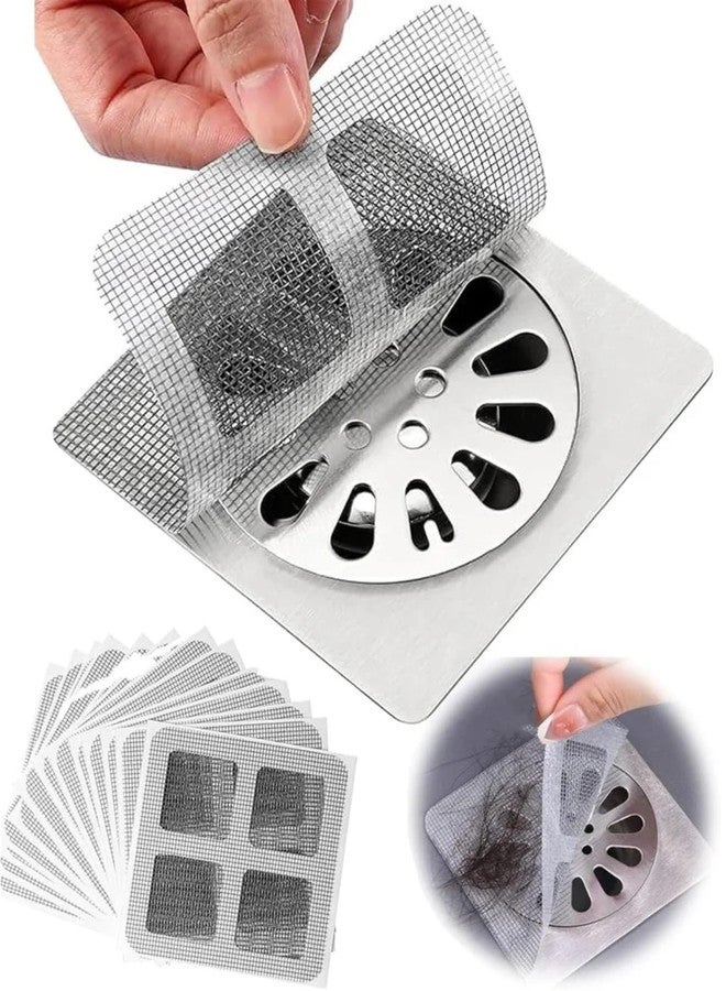 MagicMonk (10Pcs Disposable Shower Cover Hair Catcher Shower Drain Mesh Stickers, Bathroom, Laundry, Bathtub, Kitchen Shower Drain Floor Sink Strainer Filter Meshs (10) - Image 1