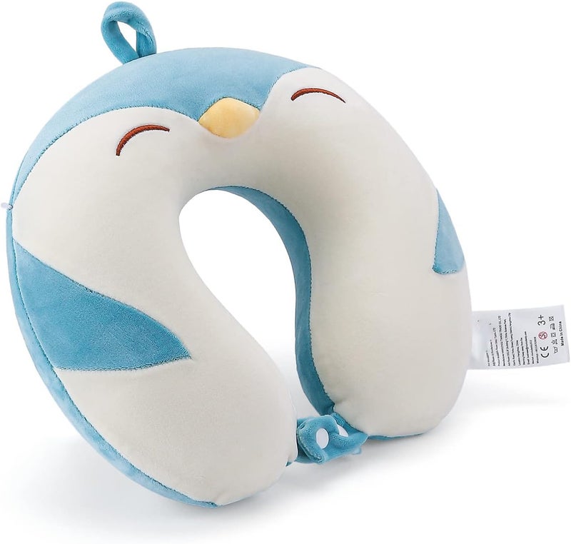 MAKINGTEC Cartoon Penguin Travel Neck Pillow for Kids - 100% Memory Foam, Washable, Neck Support for Airplane and Road Trips - Image 5