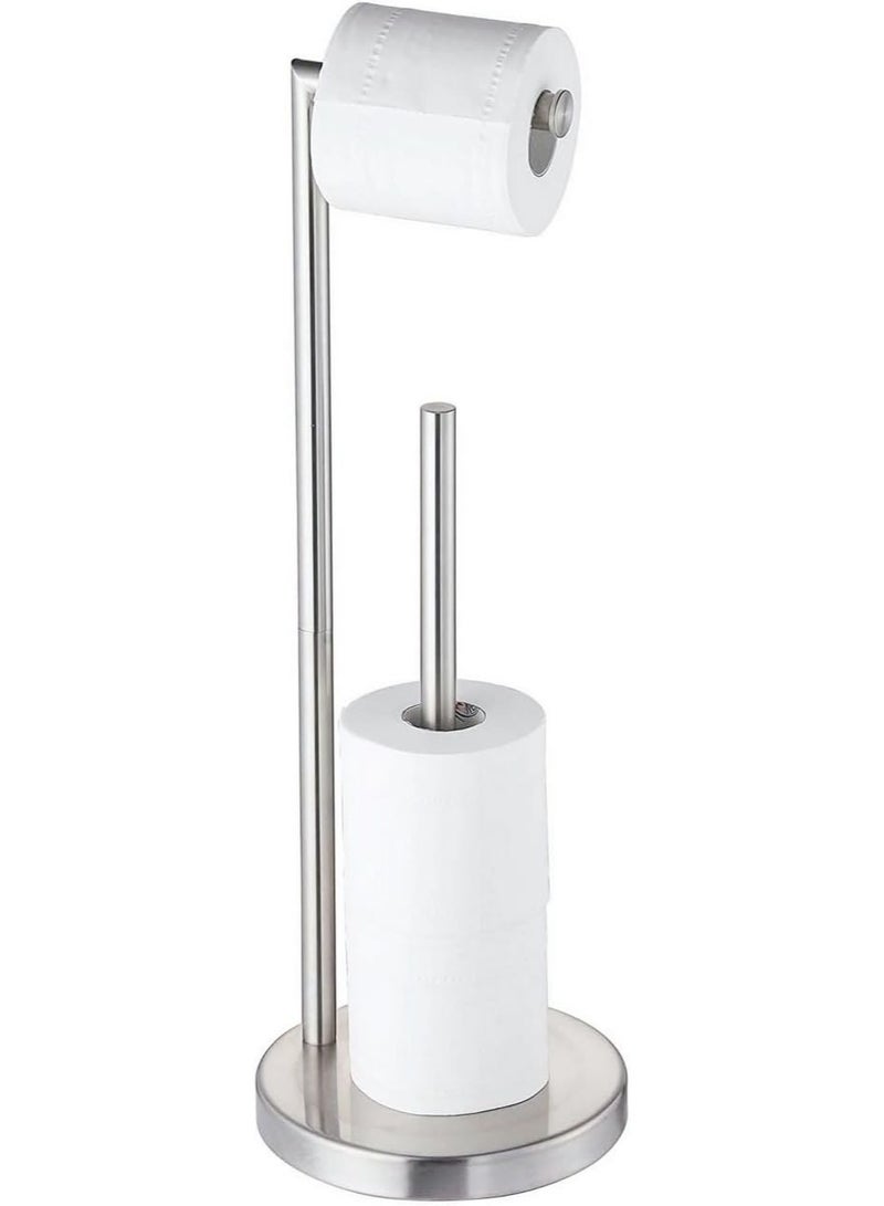 DUNISO Bathroom Freestanding Toilet Paper Holder, Stainless Steel Floor Standing Toilet Paper Roll Holder, Toilet Storage, Holds 5 Rolls  - Image 1