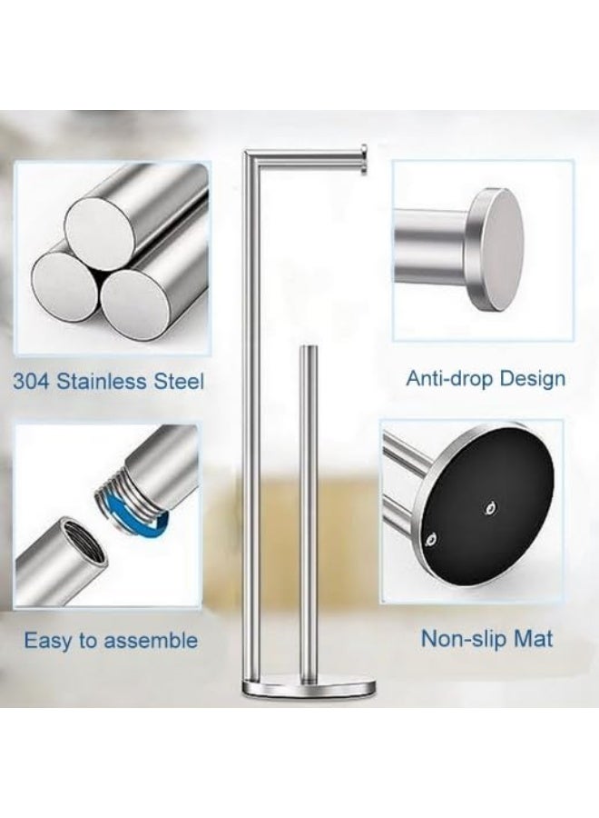 DUNISO Bathroom Freestanding Toilet Paper Holder, Stainless Steel Floor Standing Toilet Paper Roll Holder, Toilet Storage, Holds 5 Rolls  - Image 3