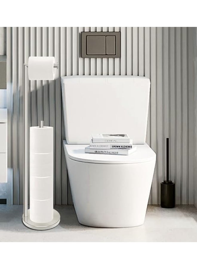 DUNISO Bathroom Freestanding Toilet Paper Holder, Stainless Steel Floor Standing Toilet Paper Roll Holder, Toilet Storage, Holds 5 Rolls  - Image 4