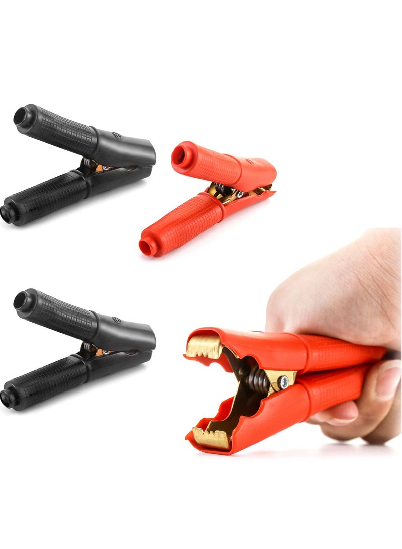 SYOSI 4 Pack 100A Jump Lead Clamps, Heavy Duty Pure Copper Crocodile Clamps Alligator Clips, Car Booster Cable Clips Battery Clamps for Car Auto (2 Pcs Red + 2 Pcs Black)  - Image 1