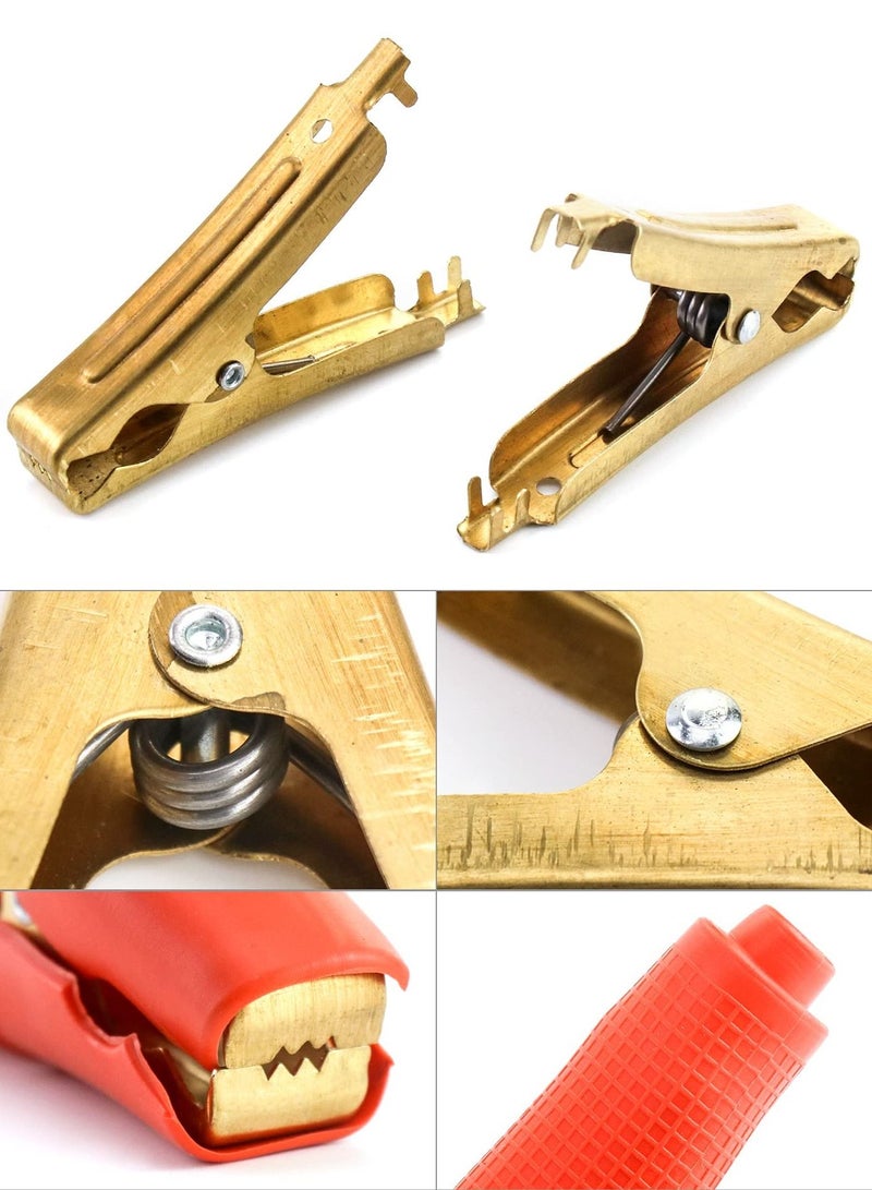 SYOSI 4 Pack 100A Jump Lead Clamps, Heavy Duty Pure Copper Crocodile Clamps Alligator Clips, Car Booster Cable Clips Battery Clamps for Car Auto (2 Pcs Red + 2 Pcs Black)  - Image 2