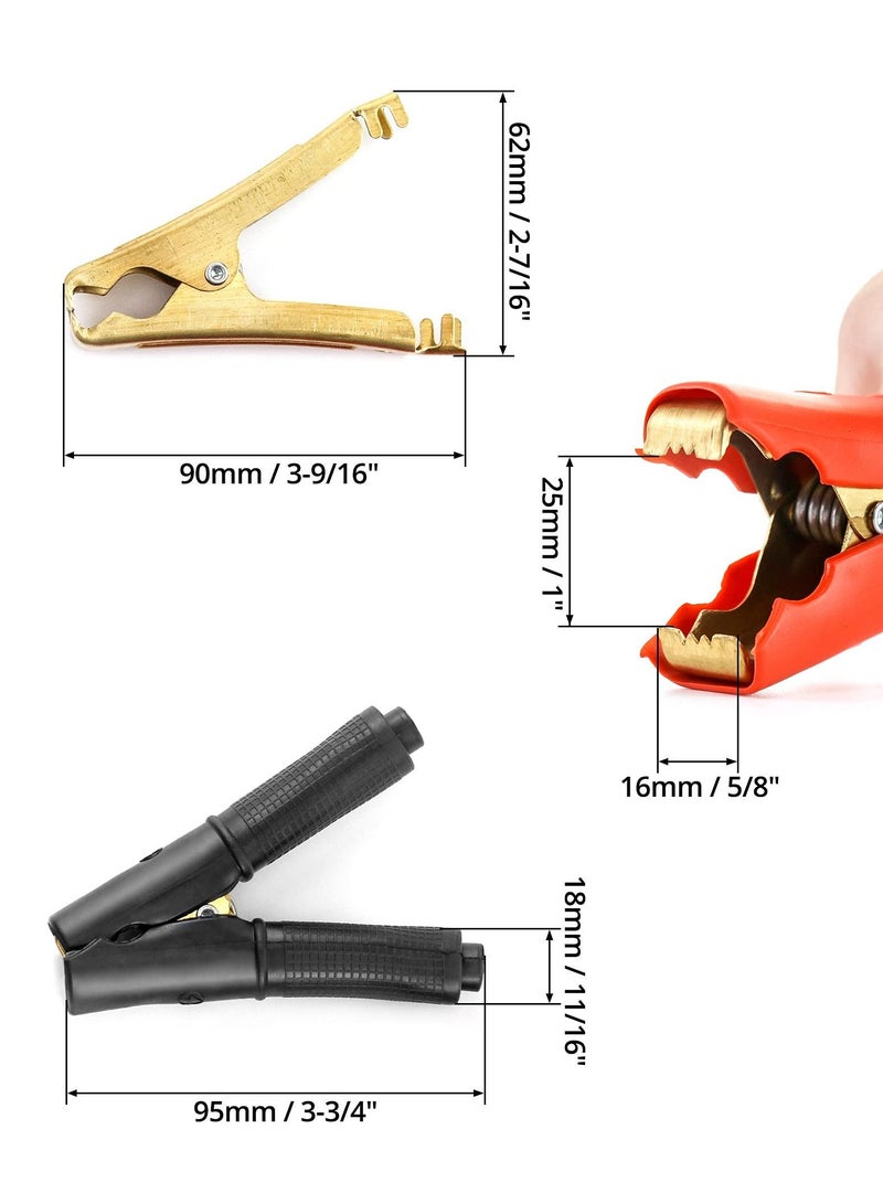 SYOSI 4 Pack 100A Jump Lead Clamps, Heavy Duty Pure Copper Crocodile Clamps Alligator Clips, Car Booster Cable Clips Battery Clamps for Car Auto (2 Pcs Red + 2 Pcs Black)  - Image 3
