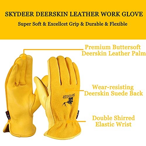 SKYDEER Full Grain Deerskin Leather Gloves – Premium Softness, 3D Ergonomic Fit & All-Day Hand Protection (SD2212/L) - Image 2