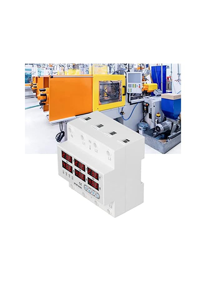 PROMASS حامي الجهد الزائد والناقص من برومس، 3 مراحل AC220 380V عرض رقمي للجهد والأمبير وحامي التيار، حامي جهد استرداد تلقائي (40A) - Image 4