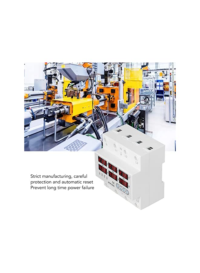 PROMASS حامي الجهد الزائد والناقص من برومس، 3 مراحل AC220 380V عرض رقمي للجهد والأمبير وحامي التيار، حامي جهد استرداد تلقائي (40A) - Image 2