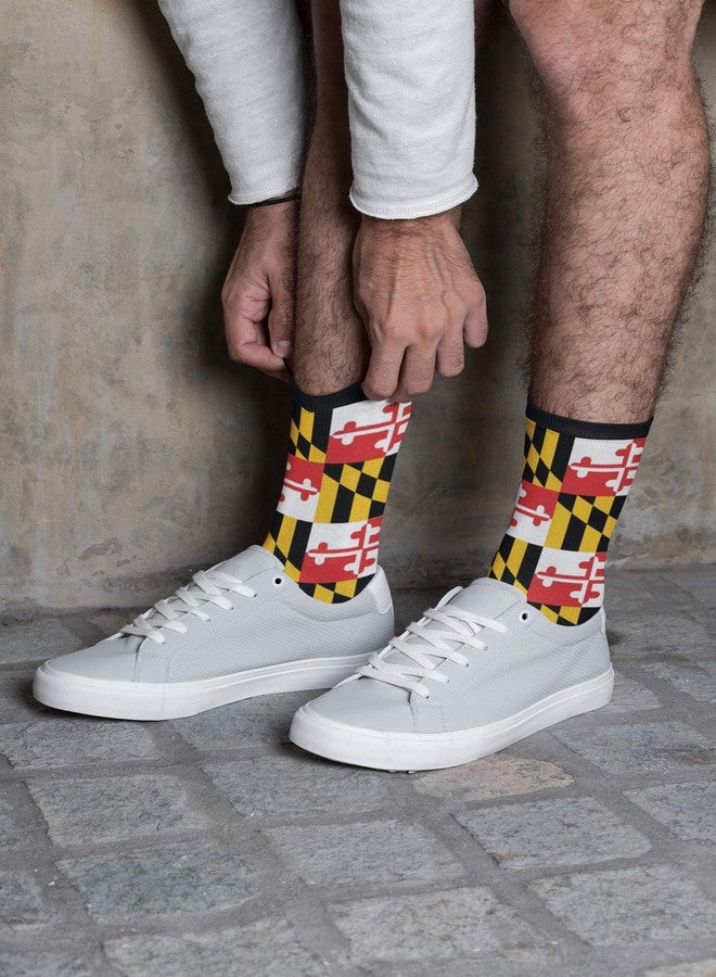 ياتيه جوارب Yaateeh بتصميم علم ولاية ماريلاند الأمريكية، جوارب متوسطة الطول رسمية وجوارب طويلة غير رسمية للرجال والنساء والأولاد والبنات - Image 5