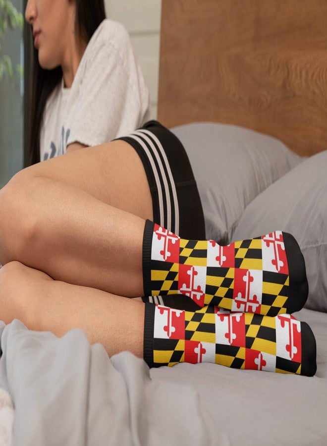 ياتيه جوارب Yaateeh بتصميم علم ولاية ماريلاند الأمريكية، جوارب متوسطة الطول رسمية وجوارب طويلة غير رسمية للرجال والنساء والأولاد والبنات - Image 4