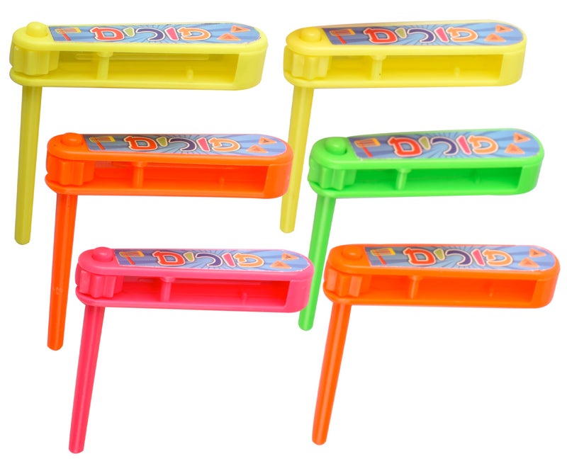 Izzy 'n' Dizzy Purim Gragger 6 Pack Mini Groggers for Purim Purim Noise Maker Grogger Mini Plastic Purim Grogger Happy Purim Party Supplies - Image 3