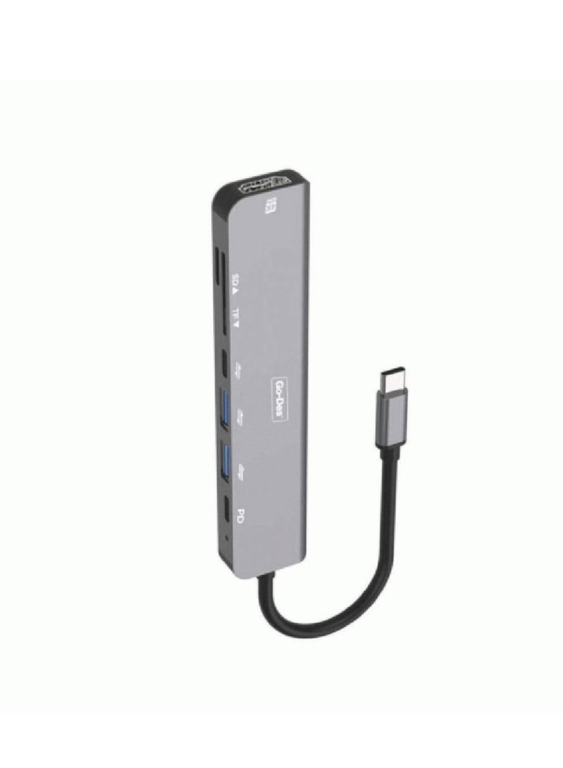 Go-Des GD-6831 USB-C Hub Adapter 7 In 1 Multifunction Extender Dock Station - Image 2