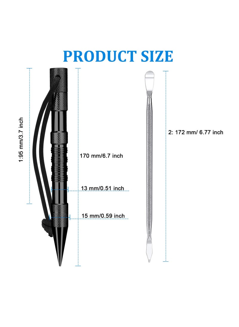 SYOSI 13 Pieces Paracord FID Set Stainless Steel Knotter Tools Marlinspike Set Paracord Stitching Lacing Stitching Needles and Smoothing Tool Knotter Tools for Leather or Paracord Work (Black)  - Image 3