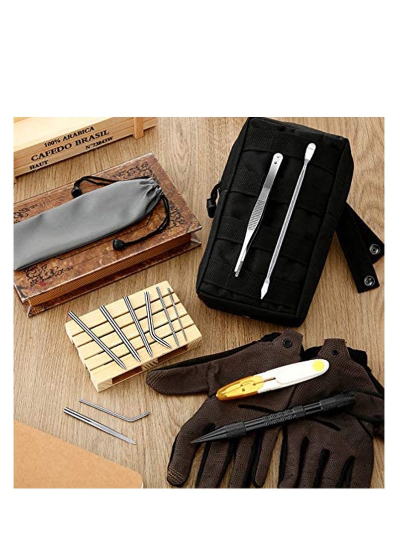 SYOSI 13 Pieces Paracord FID Set Stainless Steel Knotter Tools Marlinspike Set Paracord Stitching Lacing Stitching Needles and Smoothing Tool Knotter Tools for Leather or Paracord Work (Black)  - Image 5