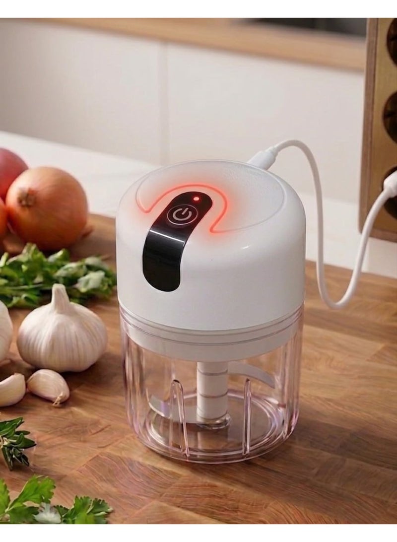 Rechargeable manual food chopper for cutting garlic, onions, peppers, and ginger, small kitchen tool to save time - Image 5