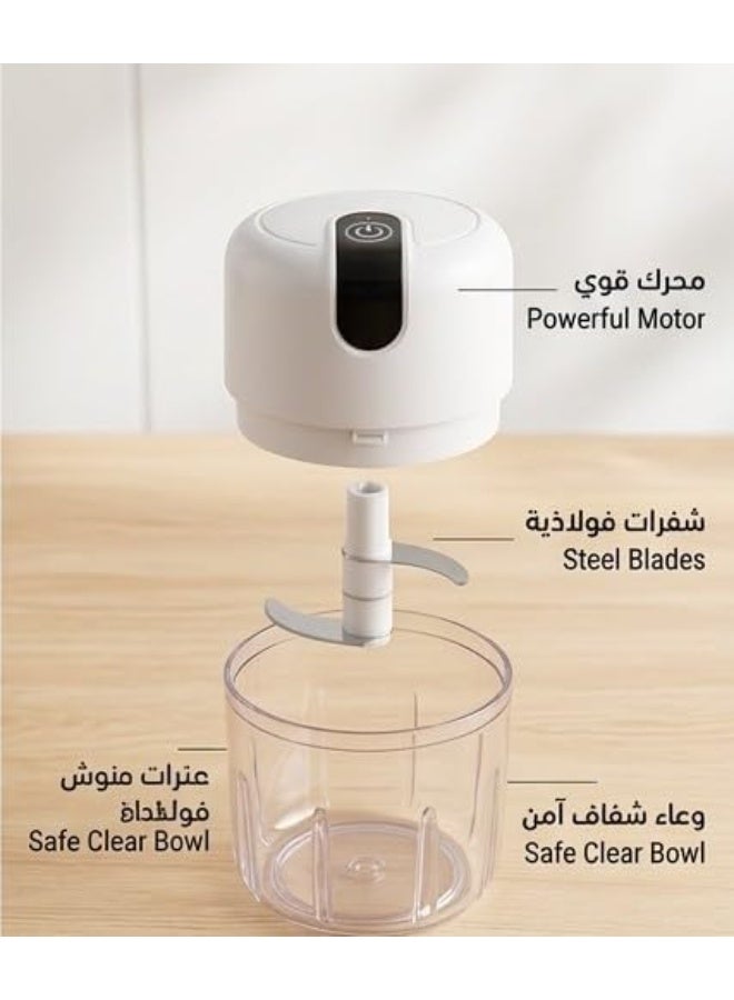 Rechargeable manual food chopper for cutting garlic, onions, peppers, and ginger, small kitchen tool to save time - Image 3