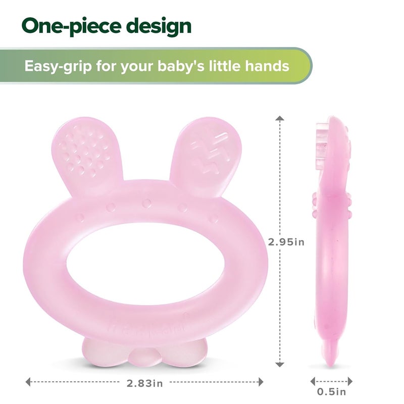 Haakaa Silicone Baby Teether  Rabbit Ear Frozen Teething Toy for Babies 36 Months Cold Teething Relief  BPA Free SiliconePink - Image 2