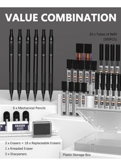 Nicpro 35Pcs Black Metal Mechanical Pencils Set In Case Art Drafting Pencil 0.5 0.7 0.9 Mm & 3Pcs 2Mm Graphite Lead Holder For Drawing Sketching With 20 Tube Lead Refills(6B 4B 2B Hb 2H 4H Colors)  - Image 2