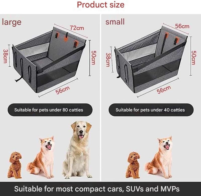Dog Car Seat for Chevrolet Trailblazer 1st 2nd 3rd Generation/Avalanche, Stable Waterproof Foldable Dogs Travel Bed with Hard Bottom Breathable Mesh Window Pet Protector Blanket,B-S - Image 4