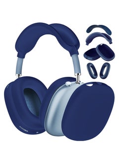 Suitable For Apple Airpodsmax Protective Case Airpodsmax Protective Case Silicone Ear Mask Head Beam Four-piece Set-Color:Silicone* Midnight Blue 4-piece Set (mesh Cushion Cover*1+headband Cover*1+shell Cover*1 Pair+ear Cushion Cover*1 Pair)-Applicable Models:Universal For Airpods Max 1/2 Generation