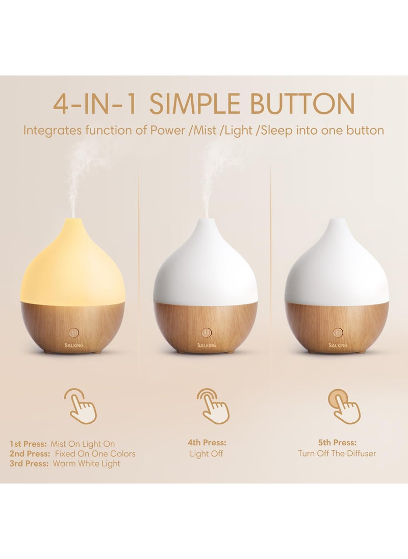 salking SALKING Essential Oil Diffuser, 100ml Small Aromatherapy Diffuser with Auto Shut-Off Function, Ultrasonic Diffusers for Essential Oils, Cool Mist Humidifier with Warm White Lights, for Office Home  - Image 4