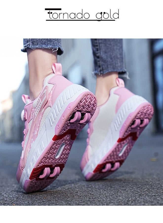 tornado gold Kids Roller Skates Fashion Sports Shoes Convenient Rotary Buckle Four Wheel Roller Skates Outdoor Leisure Cool  - Image 4