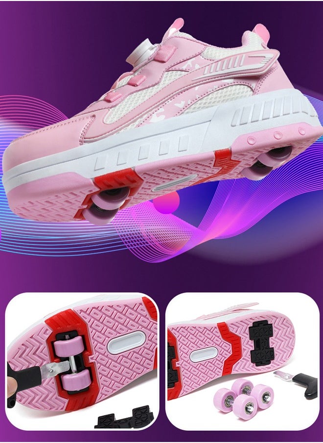 tornado gold Kids Roller Skates Fashion Sports Shoes Convenient Rotary Buckle Four Wheel Roller Skates Outdoor Leisure Cool  - Image 5